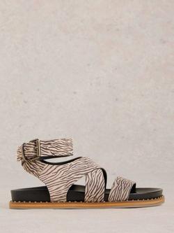 White Stuff Suede Gladiator Footbed Sandals, Brown/Multi, Brown/Multi