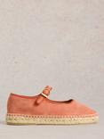 White Stuff Mary Jane Suede Espadrilles, Mid Orange