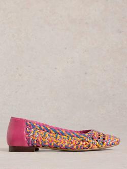 White Stuff Winnie Woven Ballet Flats, Bright Pink/Multi, Bright Pink/Multi