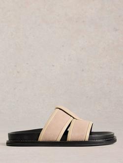 White Stuff Ziggy Suede Footbed Slider Sandals, Natural
