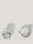 Jigsaw Chunky Twisted Hoop Earrings, Silver