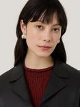 Jigsaw Chunky Twisted Hoop Earrings, Silver