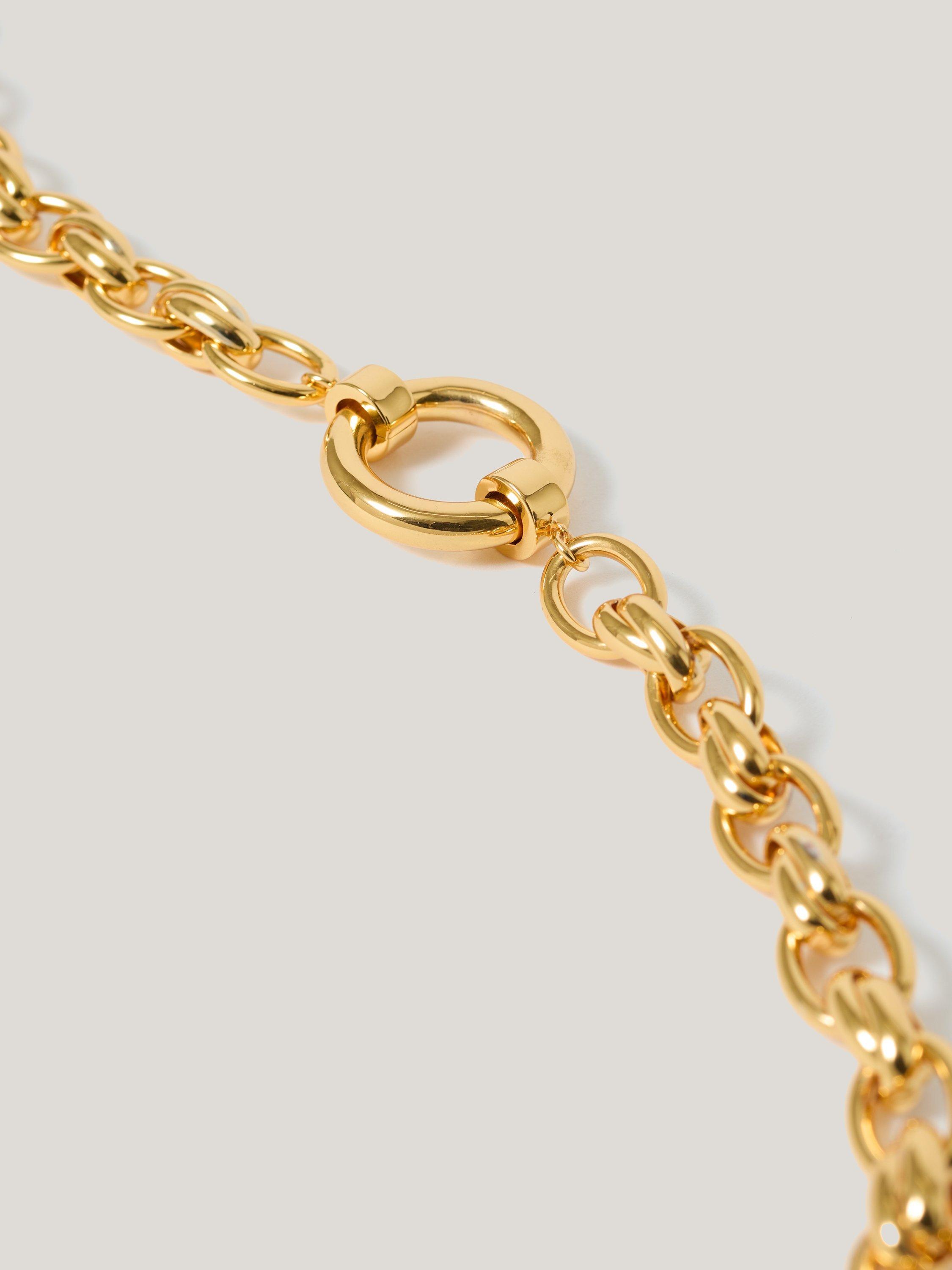 Product image 3 of 3, which shows Jigsaw Round Link Chain Necklace, Gold