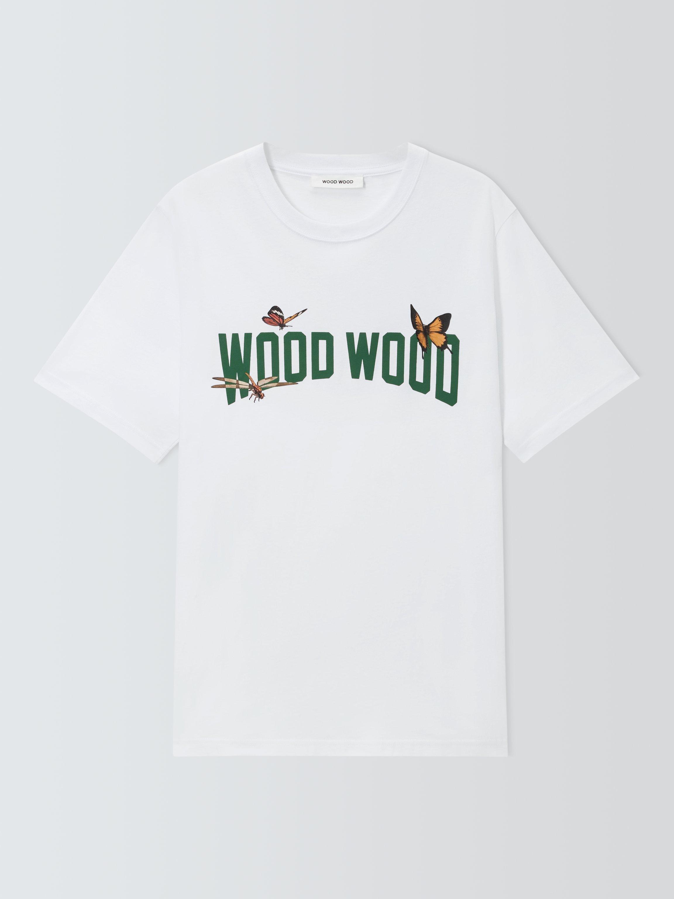 Product image 4 of 6, which shows WOOD WOOD Cotton Regular Fit Short Sleeve Double Logo T-Shirt, Bright White, S