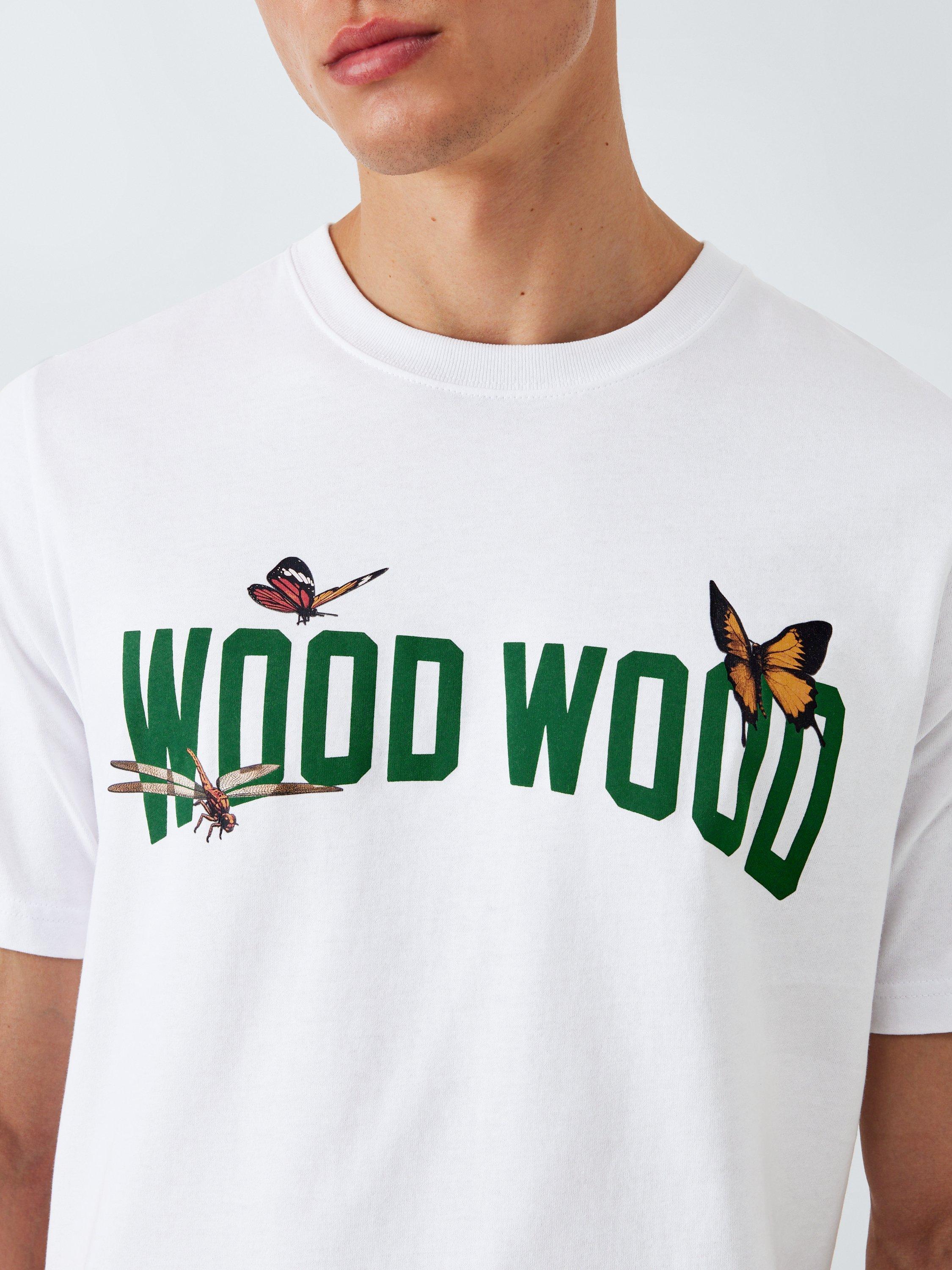 Product image 6 of 6, which shows WOOD WOOD Cotton Regular Fit Short Sleeve Double Logo T-Shirt, Bright White, S