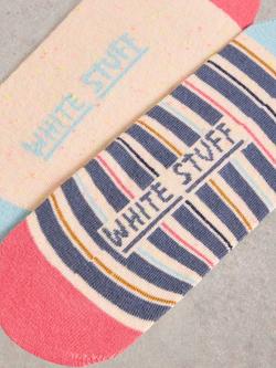 White Stuff Stripe No-Show Socks, Pack of 2, Blue/Multi - view 2, Blue/Multi