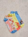 White Stuff Pet Pals Trainer Socks, Pack of 3, Blue/Multi