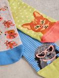 White Stuff Pet Pals Trainer Socks, Pack of 3, Blue/Multi
