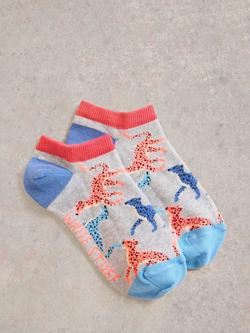 White Stuff Leopard Trainer Socks, Grey Multi, Grey Multi