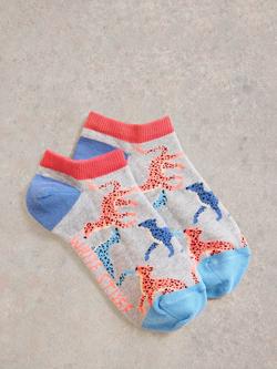White Stuff Leopard Trainer Socks, Grey Multi - view 2, Grey Multi