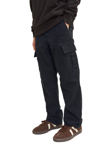 Jack & Jones Junior Barkley Cotton Cargo Trousers, Black