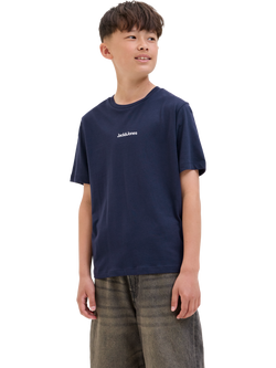 Jack & Jones Kids' Cotton Logo Graphic T-Shirt, Navy Blazer, Navy Blazer