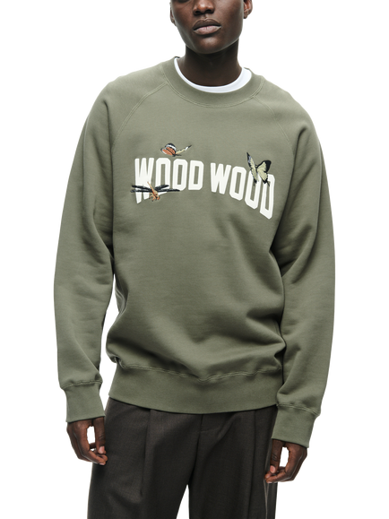 WOOD WOOD Hester Butterfly Logo Sweatshirt, Dusty Olive, Dusty Olive