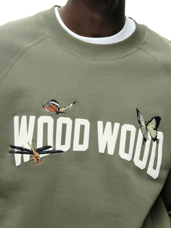 WOOD WOOD Hester Butterfly Logo Sweatshirt, Dusty Olive - view 2, Dusty Olive