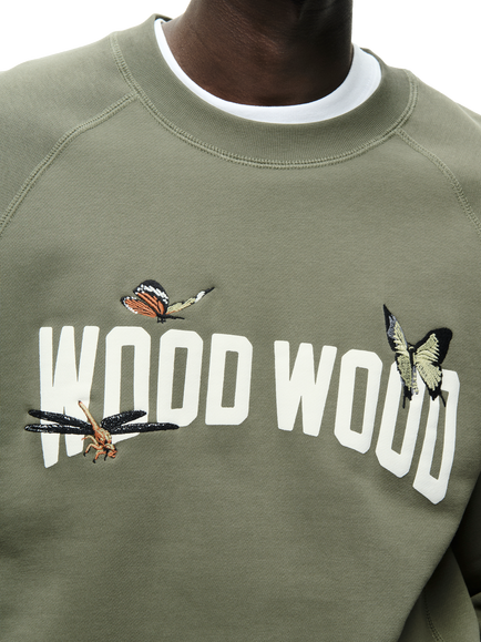 WOOD WOOD Hester Butterfly Logo Sweatshirt, Dusty Olive - view 2, Dusty Olive