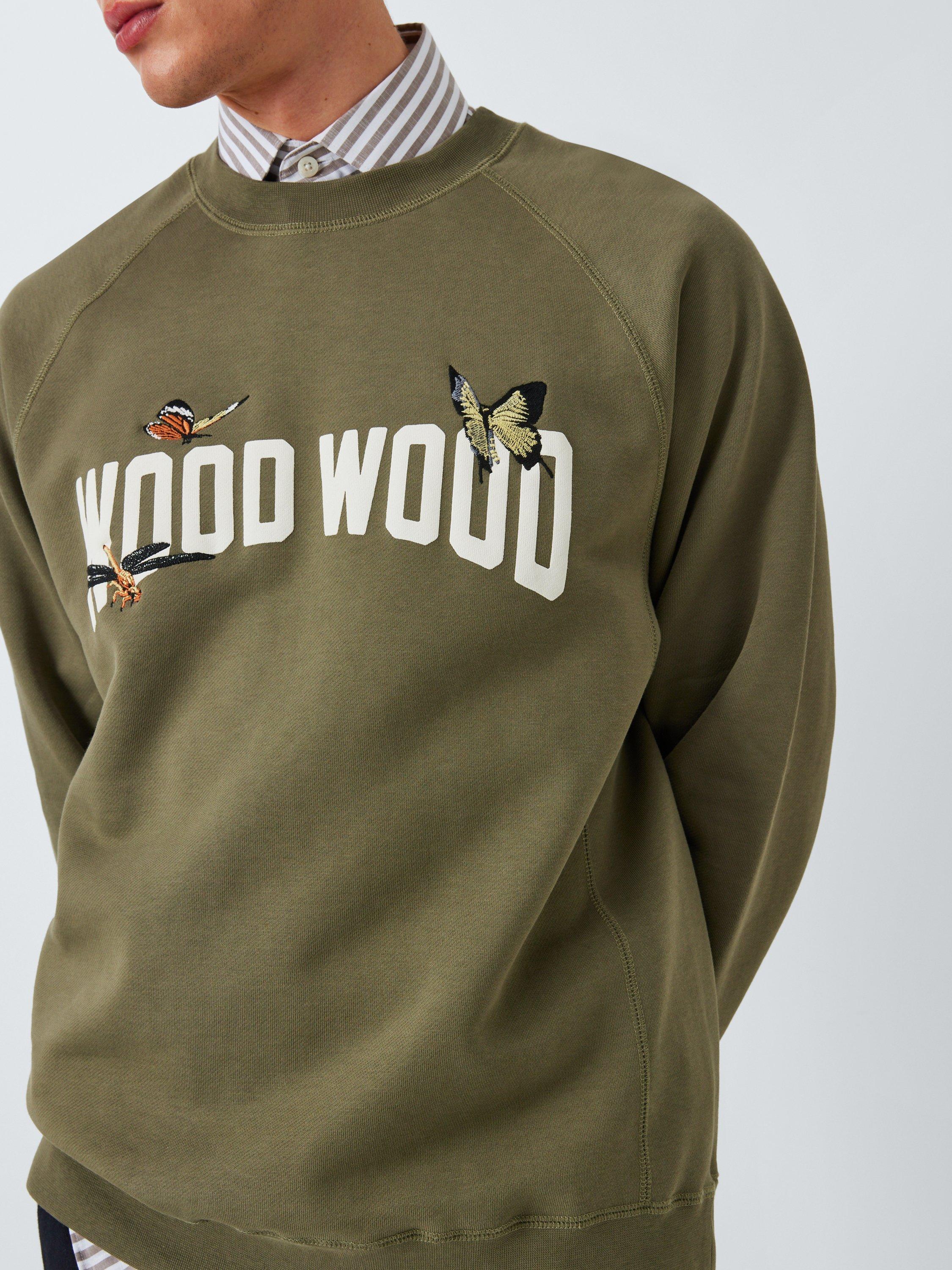 Product image 6 of 6, which shows WOOD WOOD Hester Butterfly Logo Sweatshirt, Dusty Olive, S