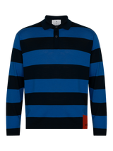 John Smedley Unisex Stripe Rugby Shirt, Orion Green/Jay Blue