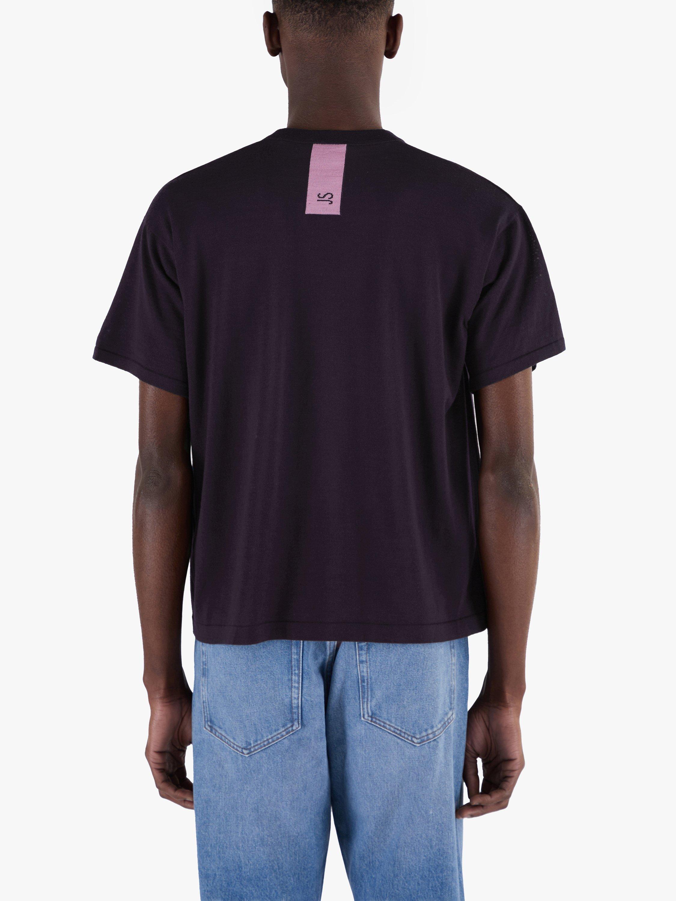 Product image 8 of 10, which shows John Smedley Merino Boxy Fit Short Sleeve T-Shirt, Purple/Rosewood, S