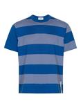 John Smedley Merino Regular Fit Short Sleeve Stripe T-Shirt, Jay Blue/Violet