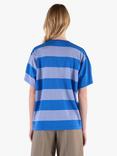 John Smedley Merino Regular Fit Short Sleeve Stripe T-Shirt, Jay Blue/Violet