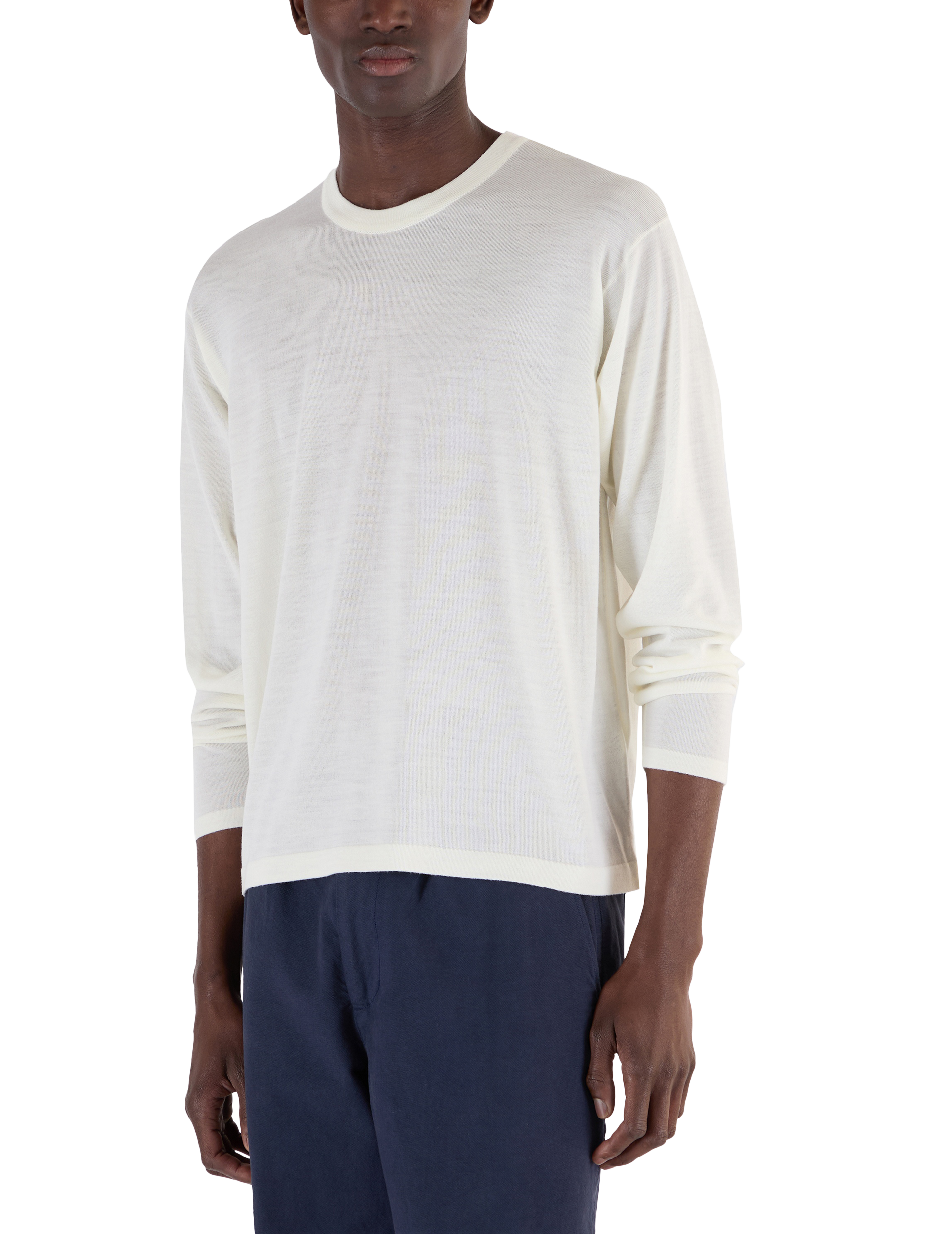 Product image 1 of 11, which shows John Smedley Unisex T-Shirt, Snow White/Red, S