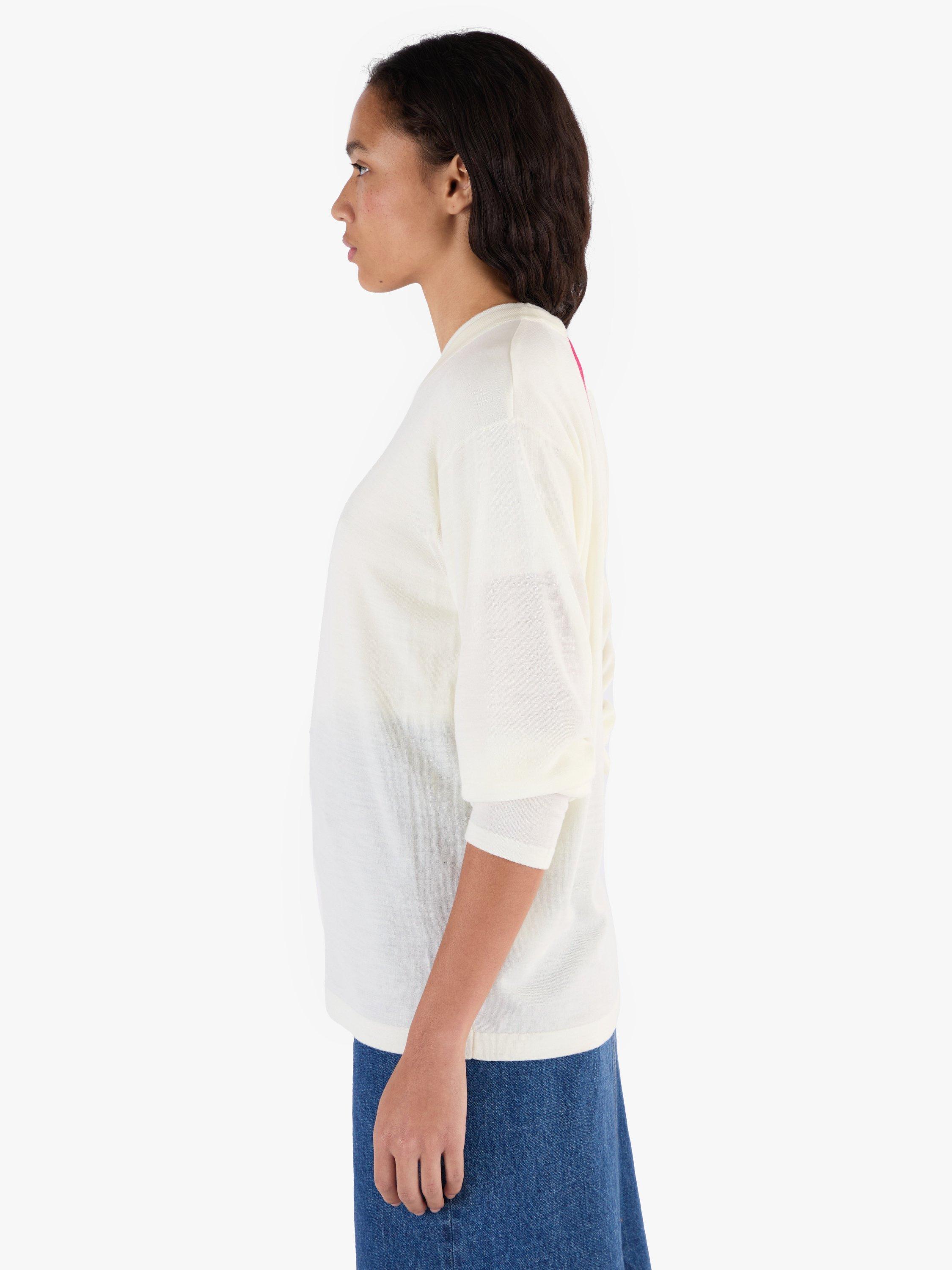 Product image 8 of 11, which shows John Smedley Unisex T-Shirt, Snow White/Red, S