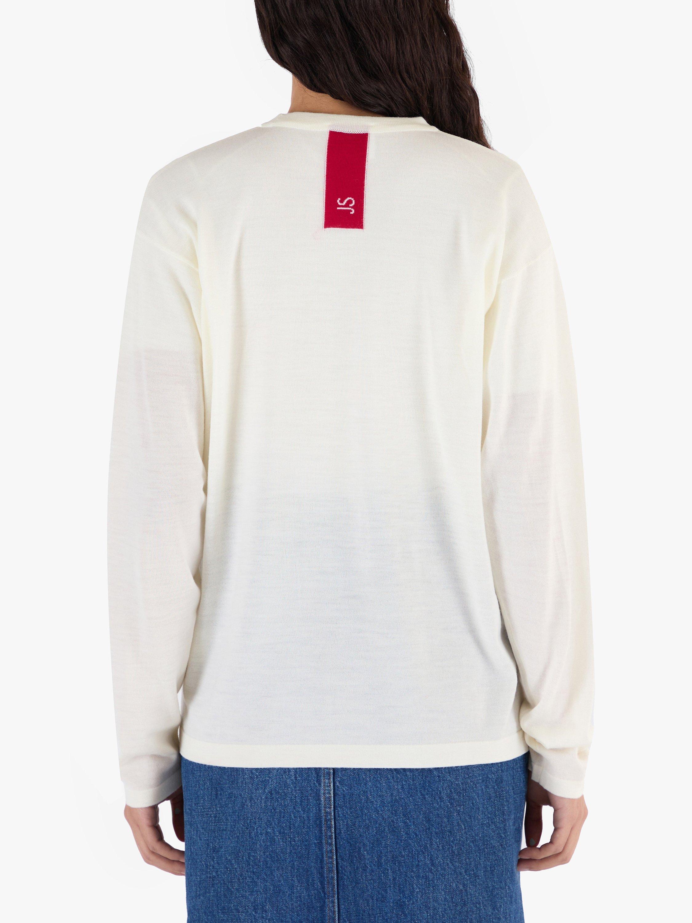 Product image 9 of 11, which shows John Smedley Unisex T-Shirt, Snow White/Red, S