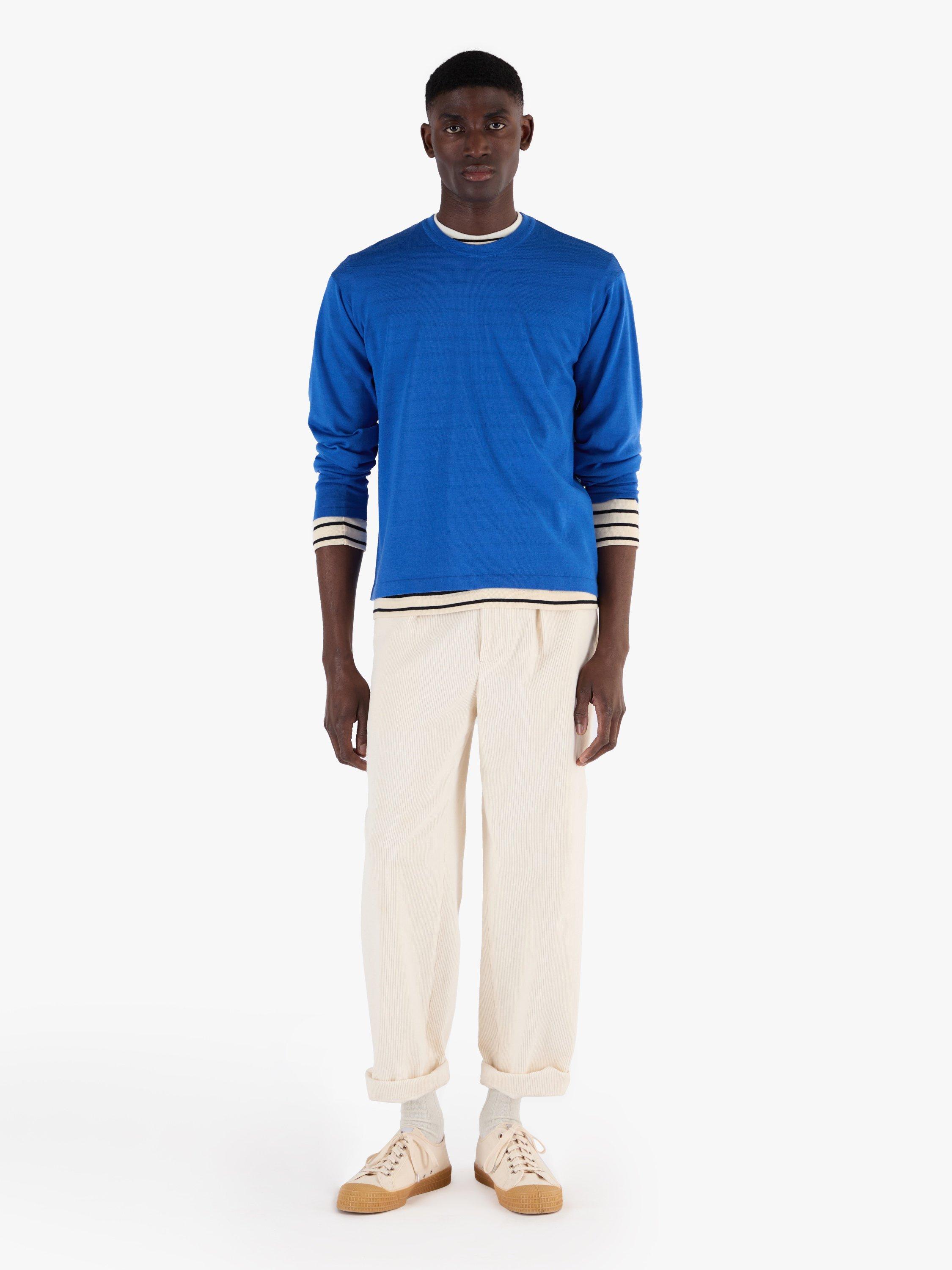 Product image 3 of 11, which shows John Smedley Unisex T-Shirt, Jay Blue/ English Plum, S