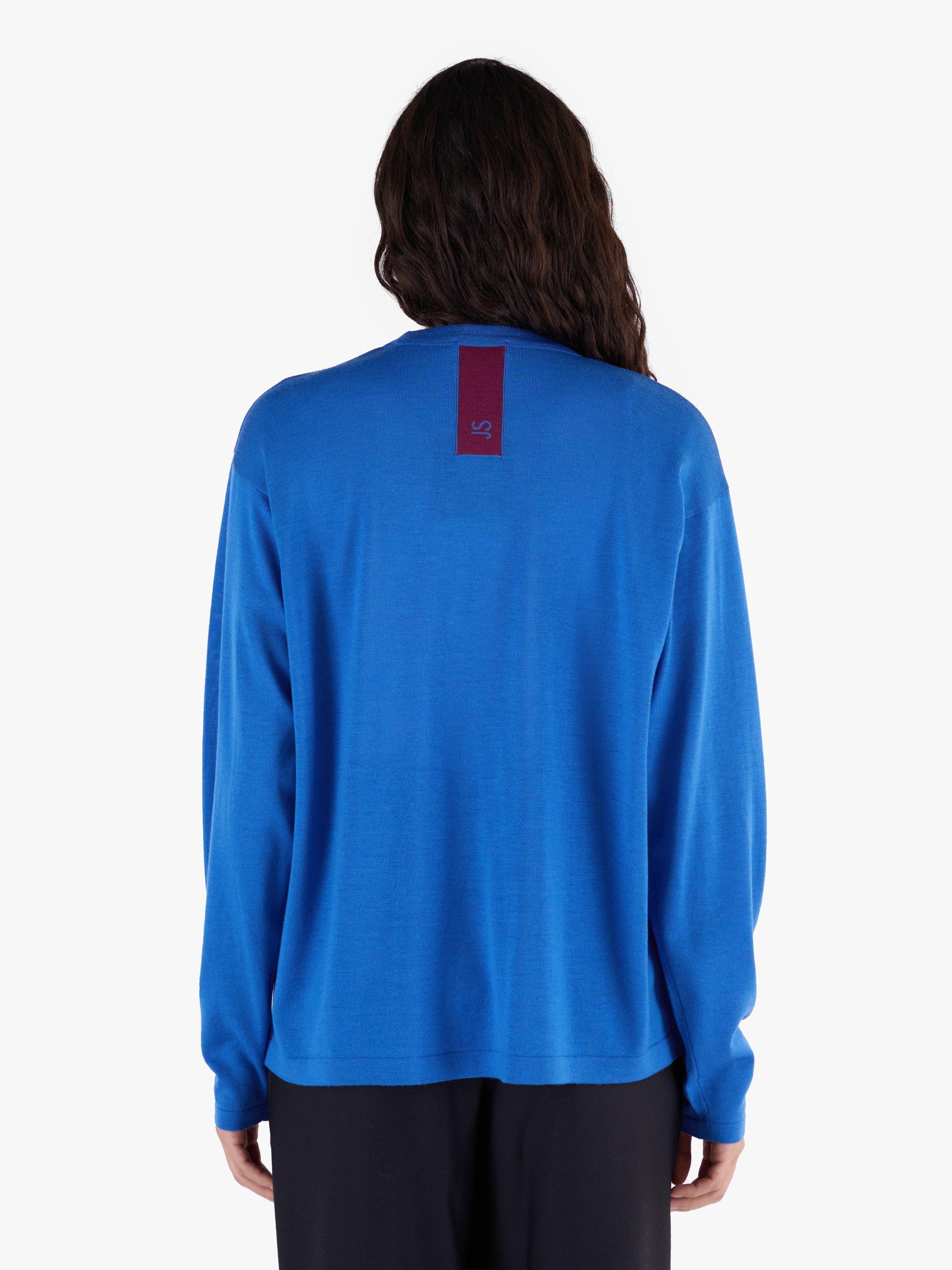 Product image 7 of 11, which shows John Smedley Unisex T-Shirt, Jay Blue/ English Plum, S