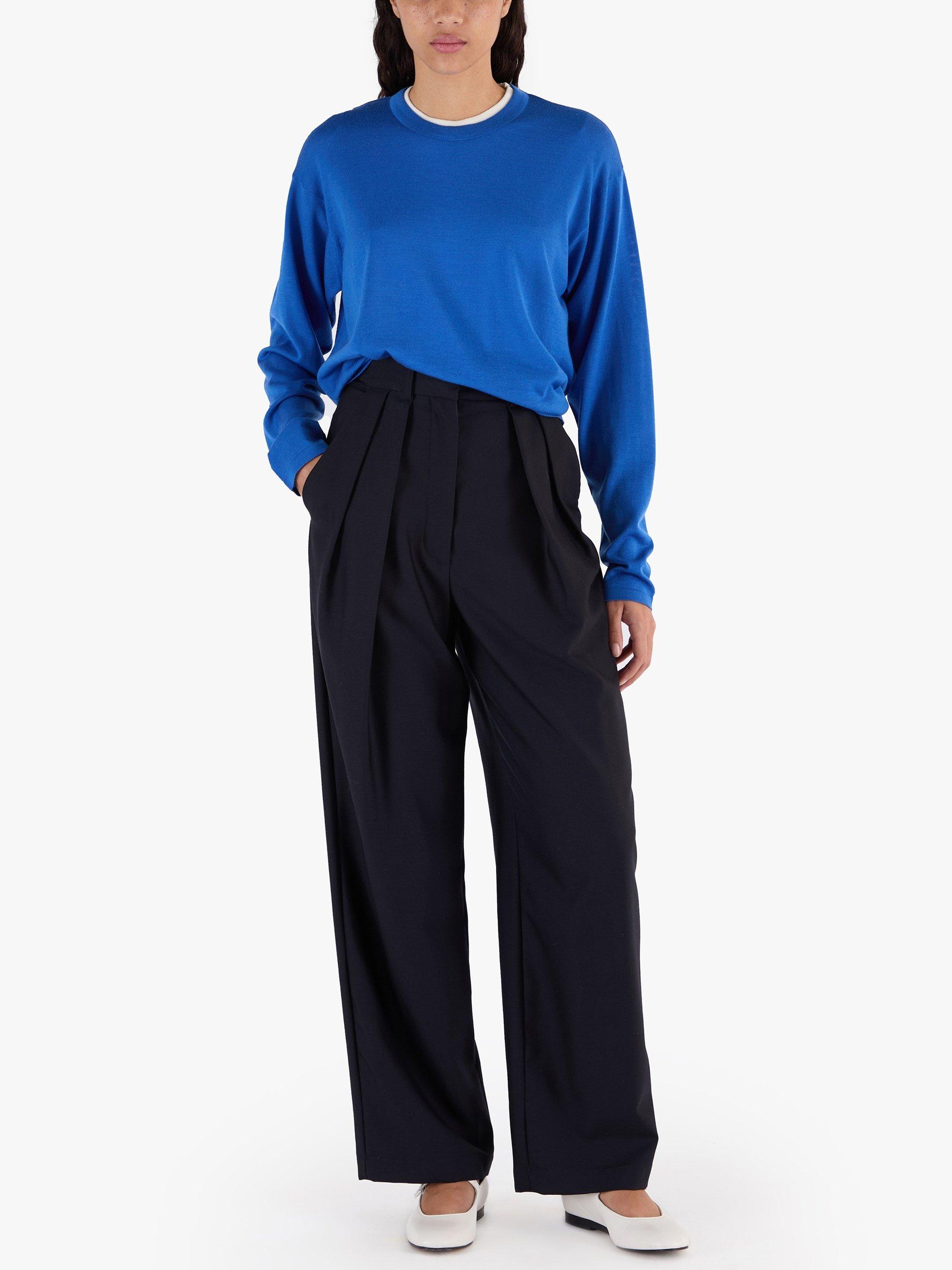 Product image 10 of 11, which shows John Smedley Unisex T-Shirt, Jay Blue/ English Plum, S