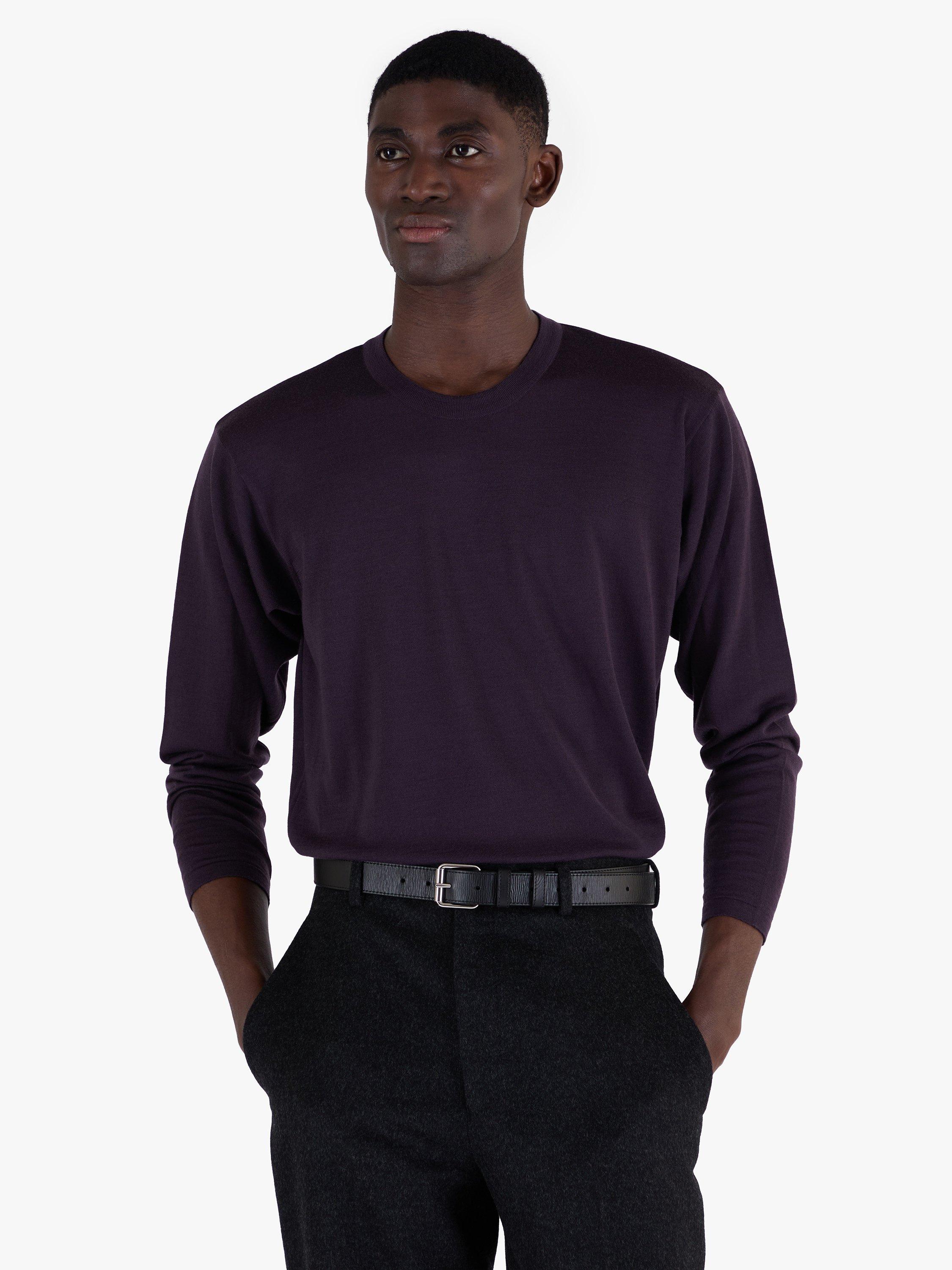 Product image 1 of 8, which shows John Smedley Unisex T-Shirt, Purple/Rosewood, S