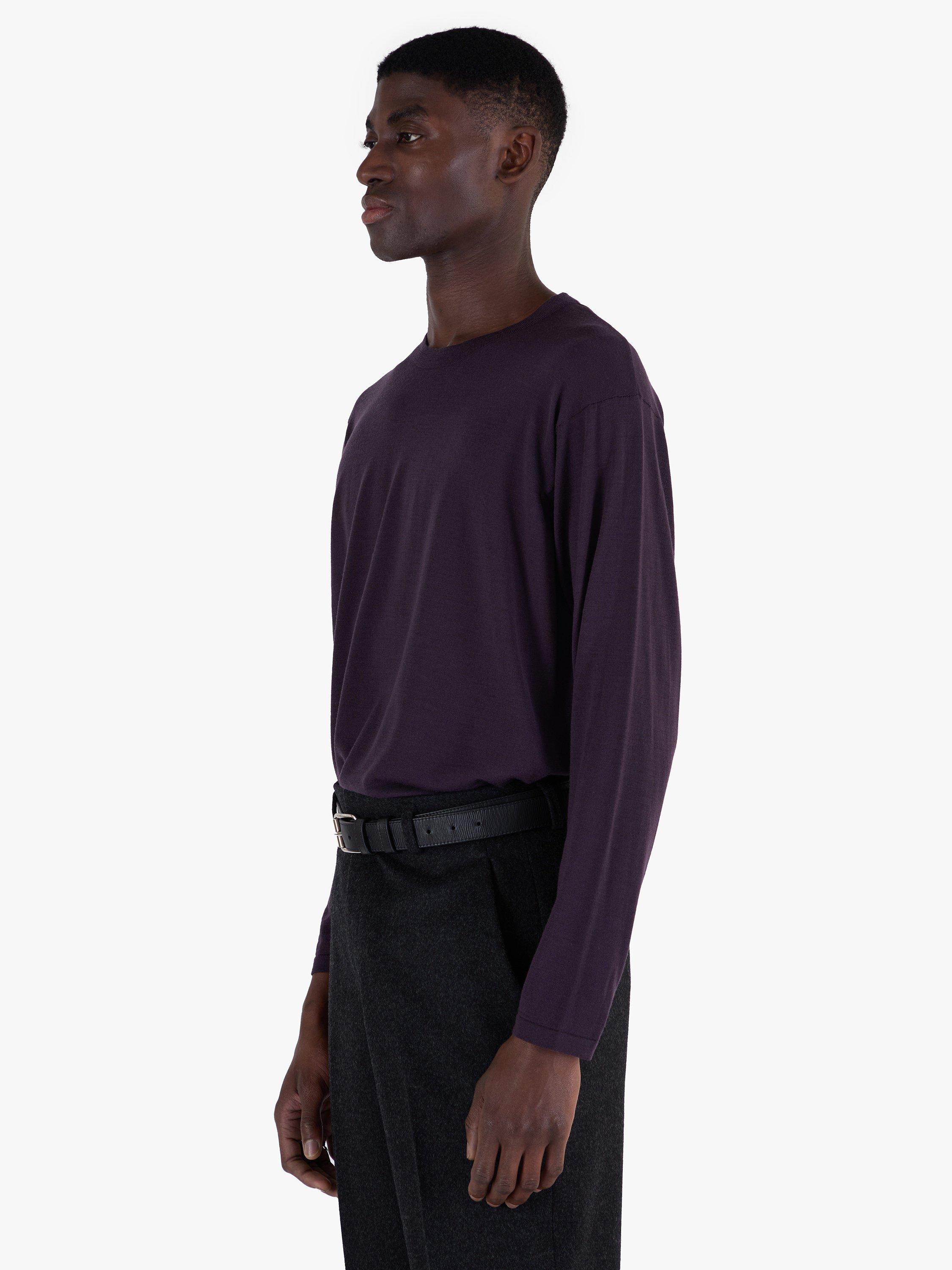 Product image 4 of 8, which shows John Smedley Unisex T-Shirt, Purple/Rosewood, S