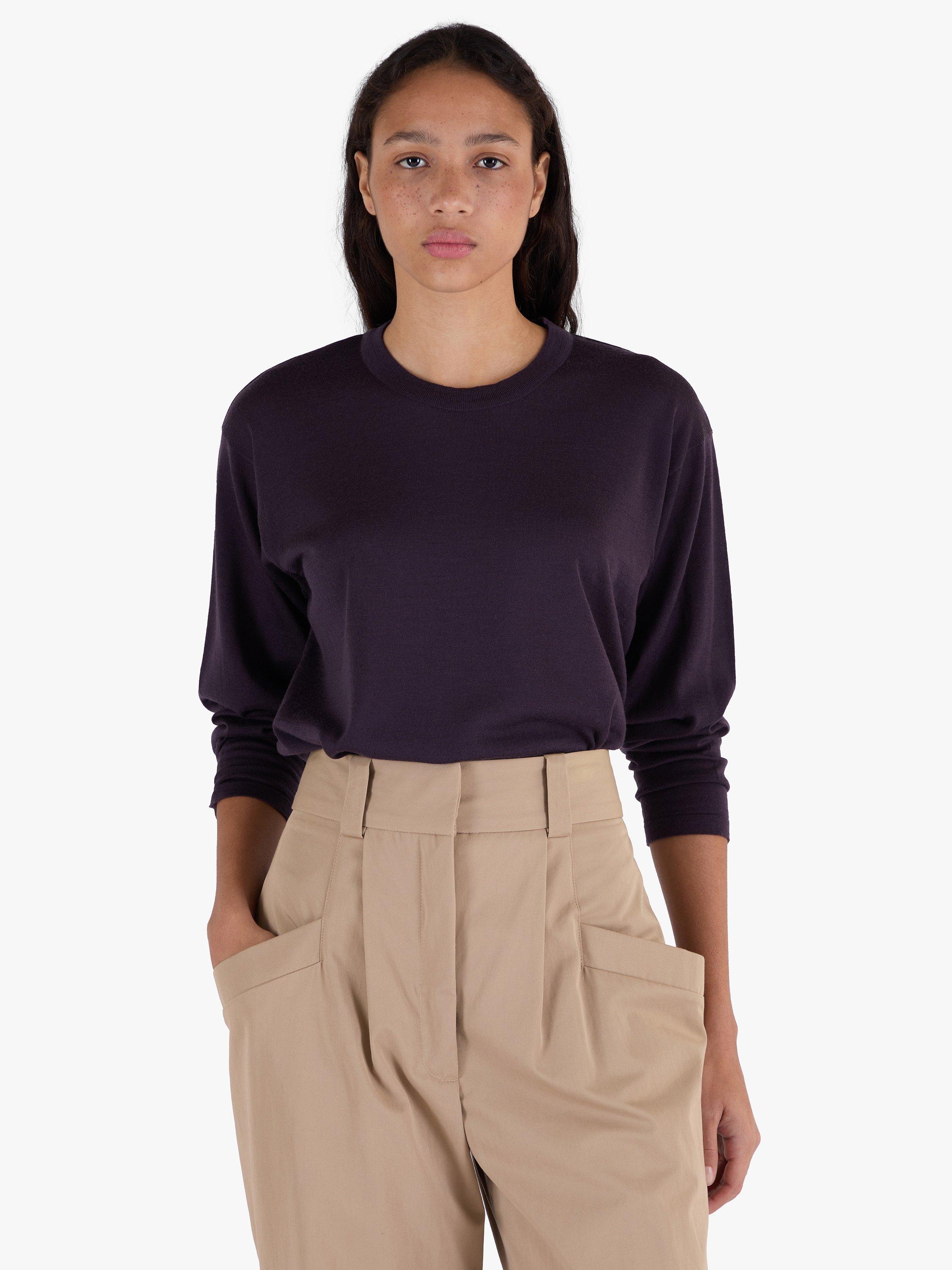 Product image 5 of 8, which shows John Smedley Unisex T-Shirt, Purple/Rosewood, S