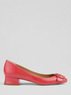 L.K.Bennett Cici Leather Buckle Court Shoes, Coral, Coral
