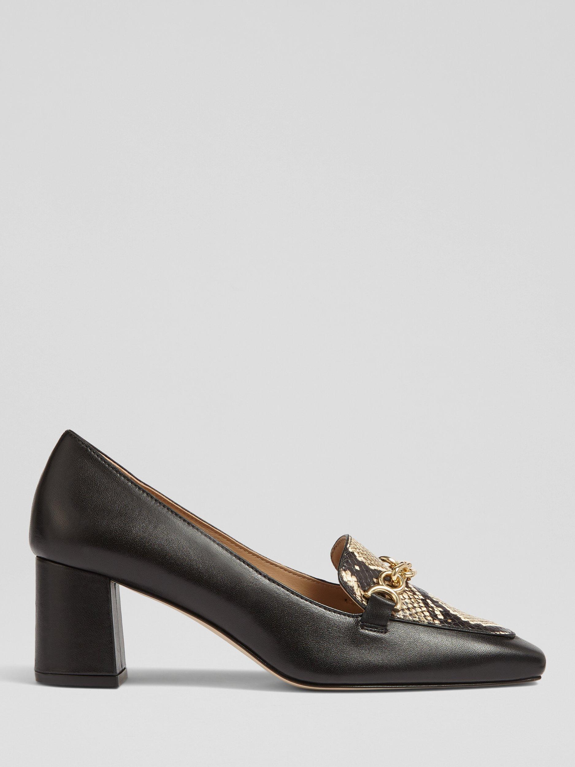 Product image 1 of 3, which shows L.K.Bennett Johanna Croc Effect Leather Court Shoes, Black, 3
