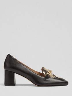 L.K.Bennett Johanna Croc Effect Leather Court Shoes, Black