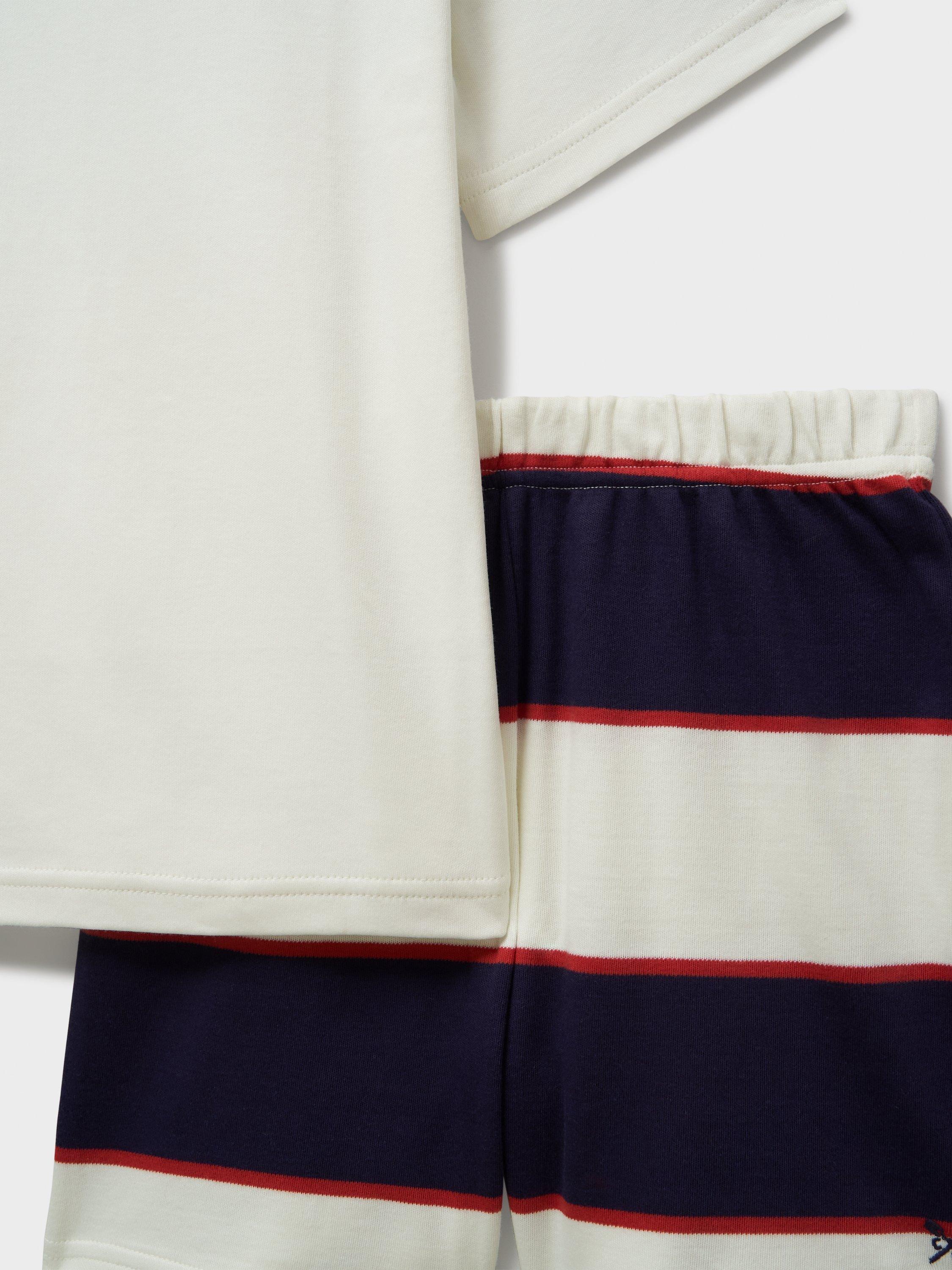 Product image 4 of 4, which shows Crew Clothing Kids' Striped Short Pyjamas, Multi, 8-9 years