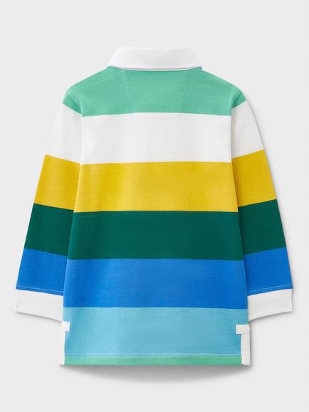 Crew Clothing Kids' Cotton Long Sleeved Striped Rugby Shirt, Navy Blue - view 2, Multi