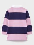 Crew Clothing Kids' Cotton Long Sleeved Striped Rugby Shirt, Mauve