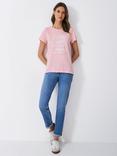 Crew Clothing Seaside Graphic Print Slub T-Shirt, Light Pink, Light Pink