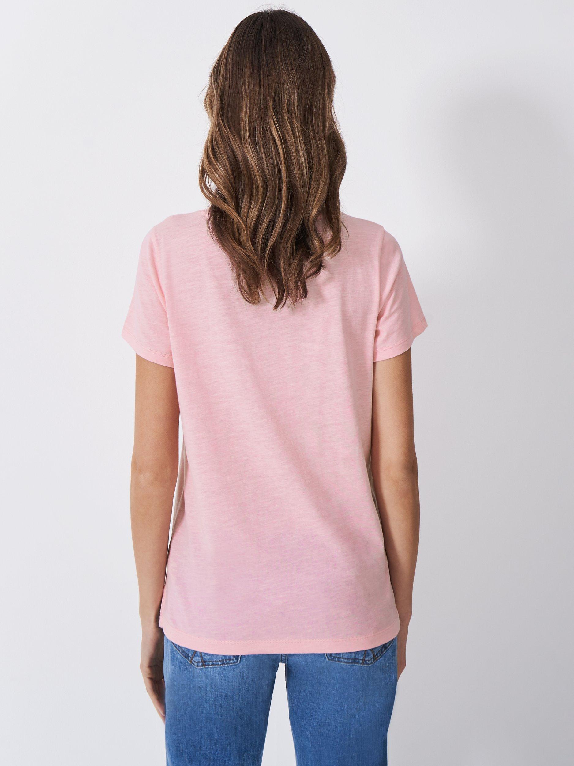 Product image 3 of 5, which shows Crew Clothing Seaside Graphic Print Slub T-Shirt, Light Pink, 6