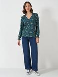 Crew Clothing Floral Shirred Neck Top, Multi