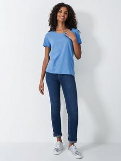 Crew Clothing Slub Scoop Neck T-Shirt - view 2, Bright Blue