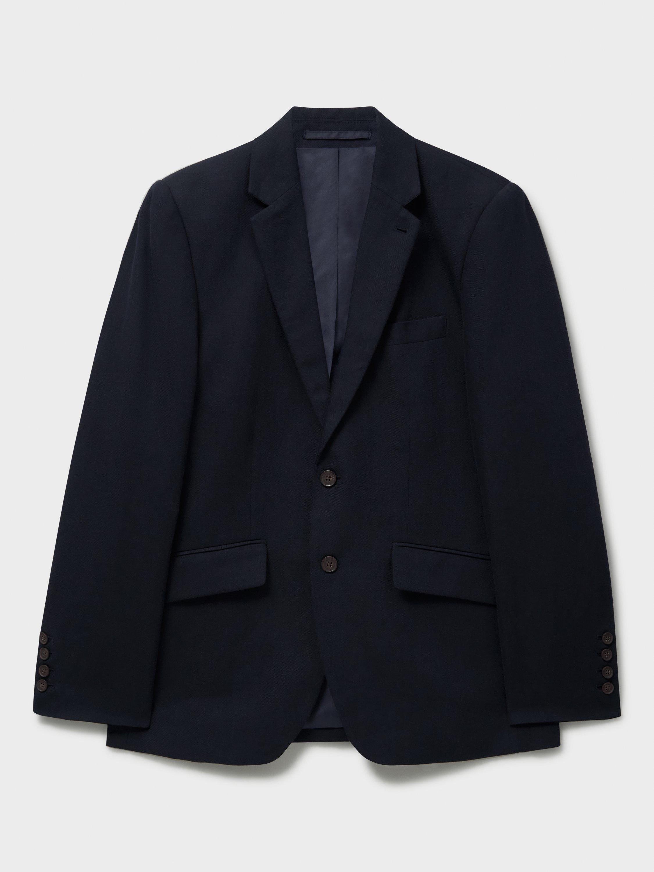 Product image 5 of 6, which shows Crew Clothing Prince of Wales Check Wool Blend Blazer, Navy Blue, 42R