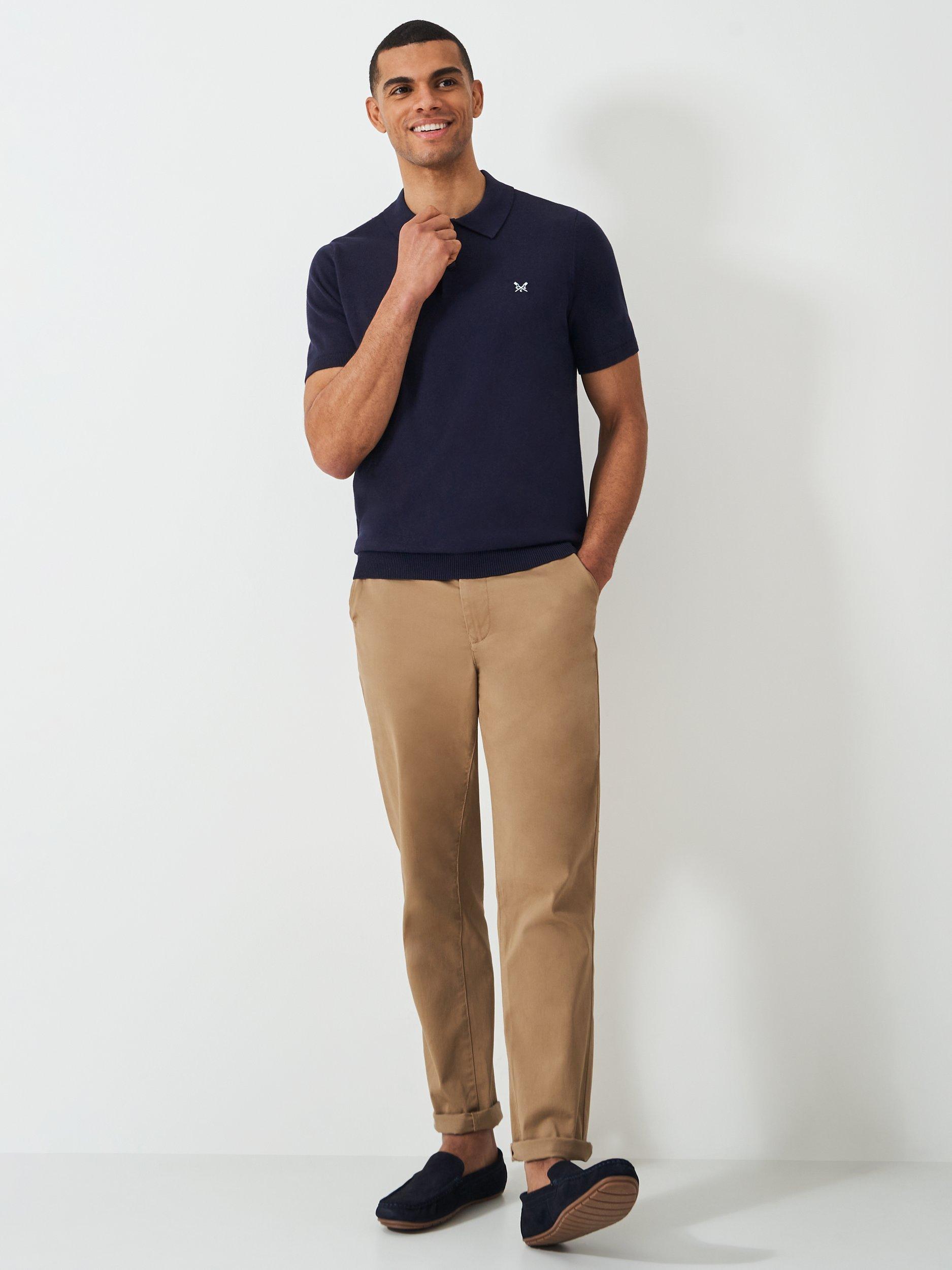 Product image 2 of 5, which shows Crew Clothing Regular Fit Short Sleeve Cotton Polo Shirt, Navy, L