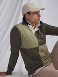 Crew Clothing Harlequin Cotton Rugby Shirt, Olive Green/Multi