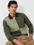 Crew Clothing Harlequin Cotton Rugby Shirt, Olive Green/Multi
