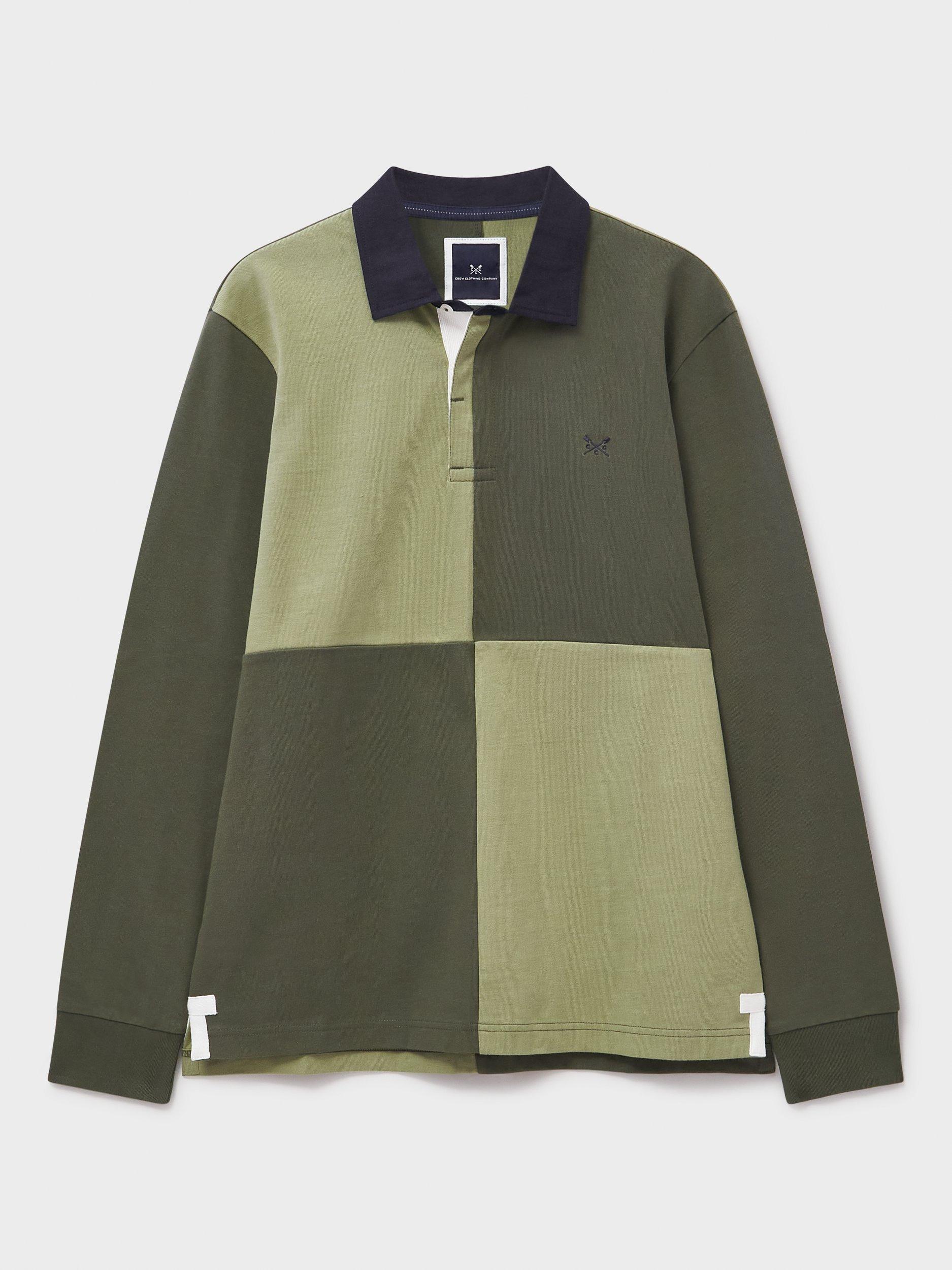 Product image 5 of 5, which shows Crew Clothing Harlequin Cotton Rugby Shirt, Olive Green/Multi, L