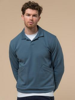 Penfield Cahoon Cotton Blend Rugby Shirt, Blue Fusion