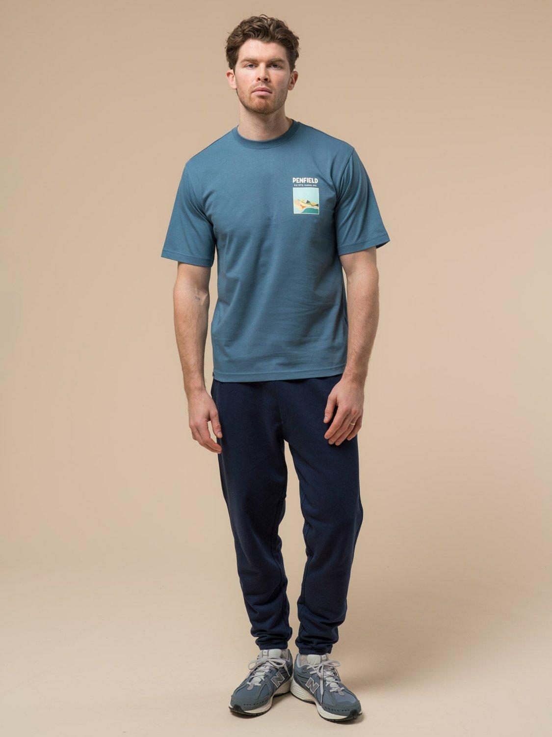 Product image 3 of 11, which shows Penfield Block Landscape Graphic Cotton T-Shirt , Blue Fusion, S